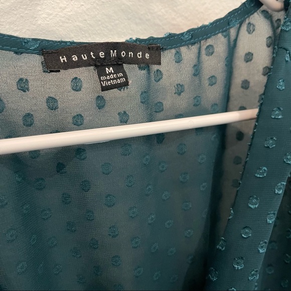 Turquoise Long-Sleeve Blouse, Size Medium - Picture 2 of 5